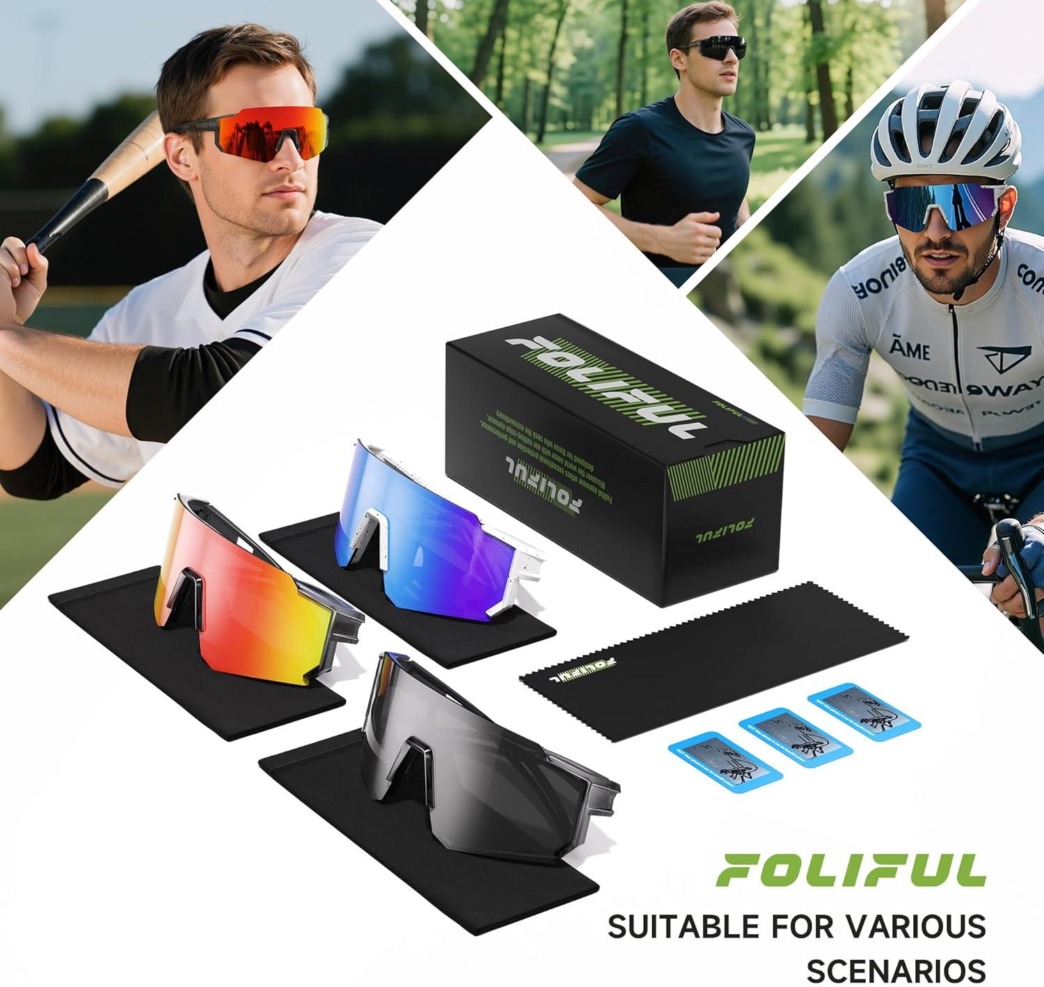 image3 Pack Polarized Sunglasses for Men Women Sports Mens Sunglasses with UV Protection for Baseball Cycling RunningA01grayIce BlueRed