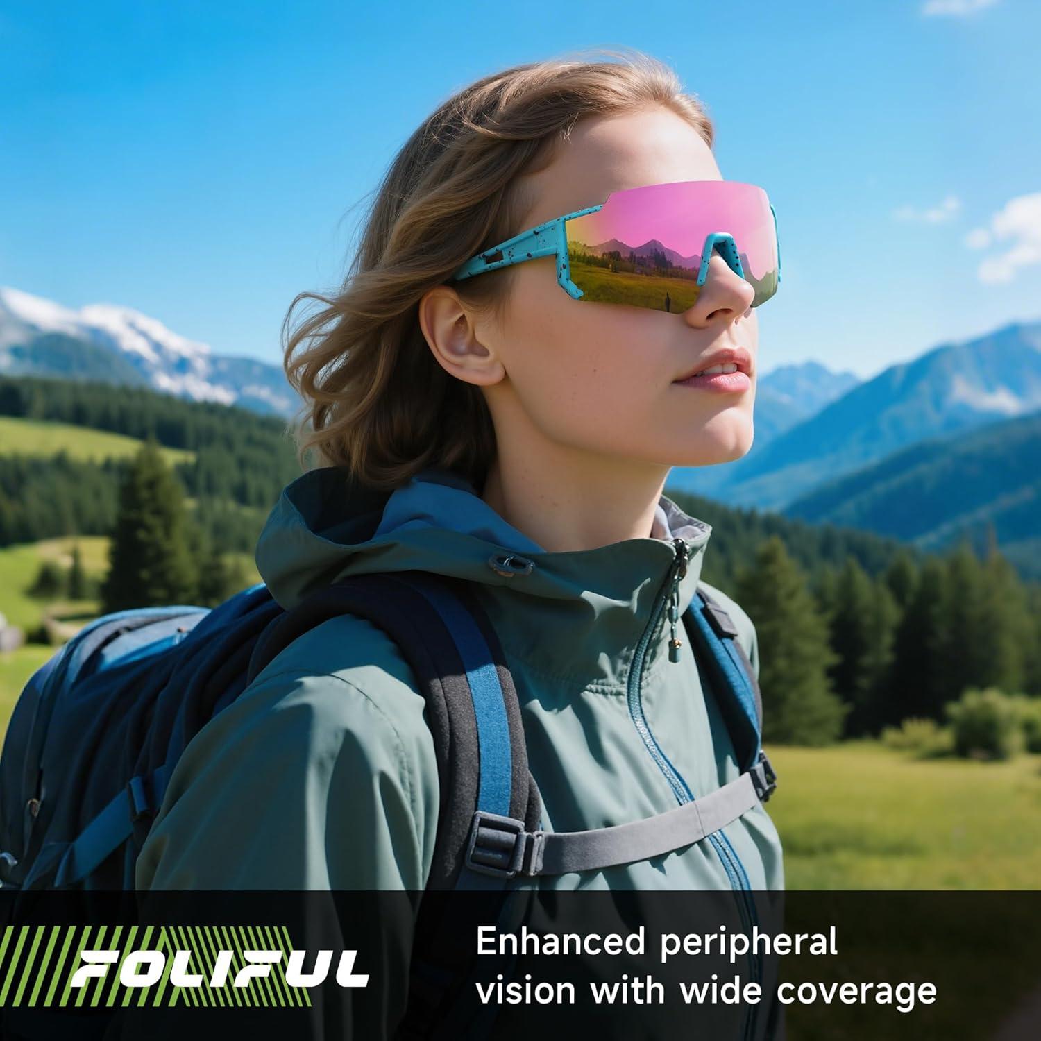 image3 Pack Polarized Sunglasses for Men Women Sports Mens Sunglasses with UV Protection for Baseball Cycling RunningB06ice BlueDark BluePink