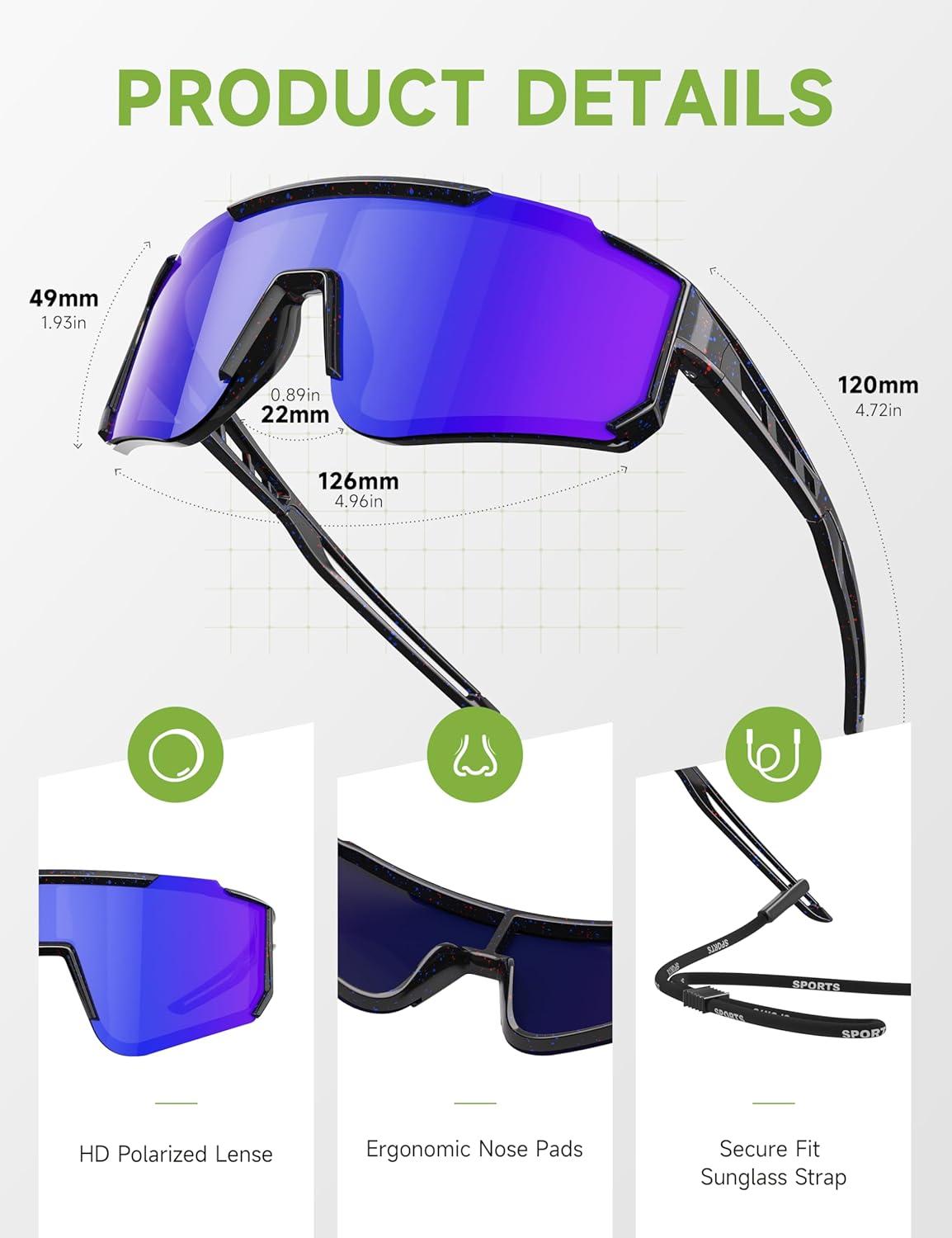 imageKids Polarized Baseball Sunglasses for Boys Girls Youth Softball Cycling Sports Sunglasses UV Protection GogglesC01dark BlueRedOlive Green