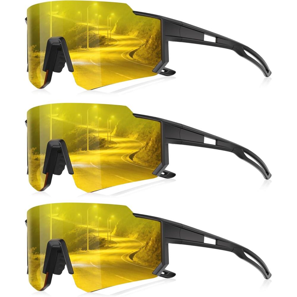 image3 Pack Polarized Sunglasses for Men Women Sports Mens Sunglasses with UV Protection for Baseball Cycling RunningB01yellowYellowYellow