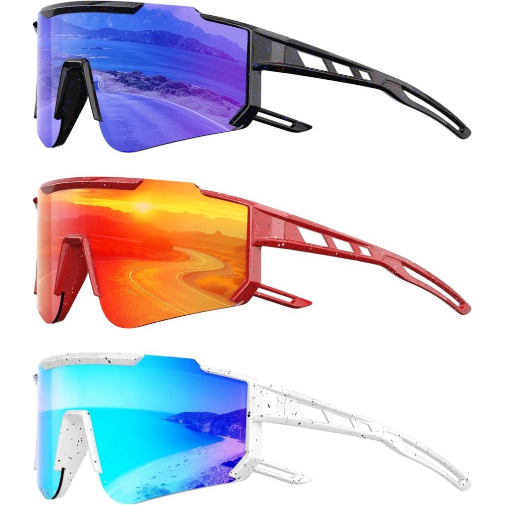 imageKids Polarized Baseball Sunglasses for Boys Girls  Youth Softball Cycling Sports Sunglasses UV Protection GogglesA03dark BlueRedIce Blue