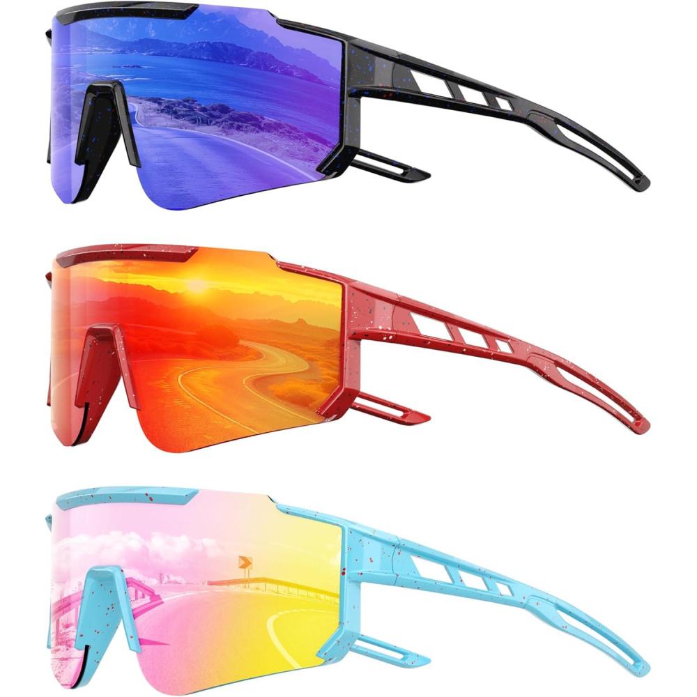 imageKids Polarized Baseball Sunglasses for Boys Girls Youth Softball Cycling Sports Sunglasses UV Protection GogglesA07dark BlueRedPink