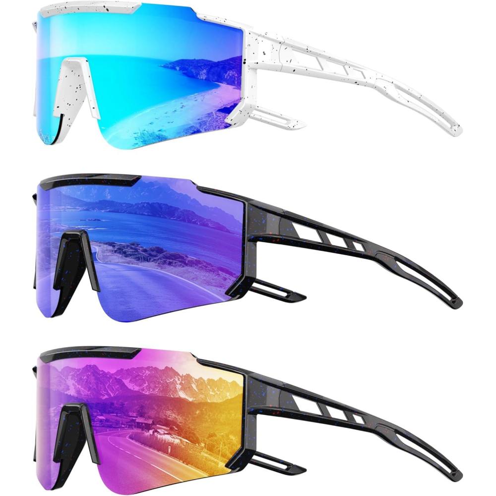 imageKids Polarized Baseball Sunglasses for Boys Girls Youth Softball Cycling Sports Sunglasses UV Protection GogglesB03ice BlueDark BluePurple