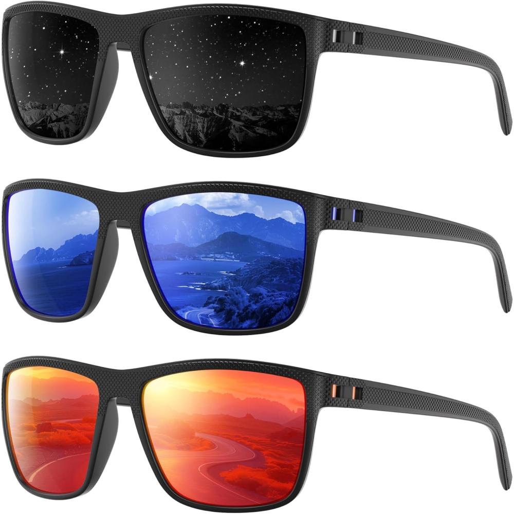 imagePolarized Sunglasses Men Women Mens Sunglasses Lightweight UV Sun Glasses for Fishing Driving GolfA09greyDark BlueRed