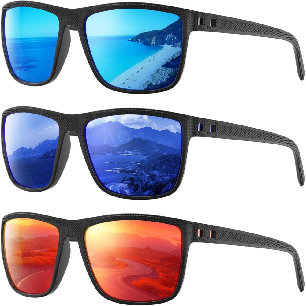 imagePolarized Sunglasses Men Women Mens Sunglasses Lightweight UV Sun Glasses for Fishing Driving GolfB07ice BlueDark BlueRed