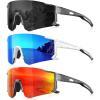 image3 Pack Polarized Sunglasses for Men Women Sports Mens Sunglasses with UV Protection for Baseball Cycling RunningA01grayIce BlueRed
