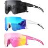 image3 Pack Polarized Sunglasses for Men Women Sports Mens Sunglasses with UV Protection for Baseball Cycling RunningA02grayIce BluePink