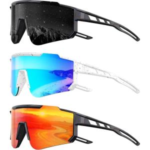 Kids Polarized Baseball Sunglasses for Boys Girls – Youth Softball Cycling Sports Sunglasses UV Protection Goggles(A04-grey/Ice Blue/Red)