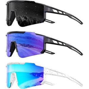 Kids Polarized Baseball Sunglasses for Boys Girls – Youth Softball Cycling Sports Sunglasses UV Protection Goggles(A05-grey/Dark Blue/Ice Blue)