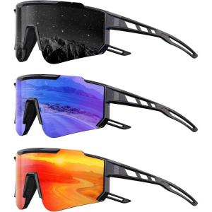 Kids Polarized Baseball Sunglasses for Boys Girls – Youth Softball Cycling Sports Sunglasses UV Protection Goggles(A06-grey/Dark Blue/Red)