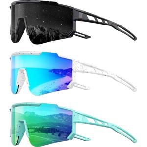 Kids Polarized Baseball Sunglasses for Boys Girls – Youth Softball Cycling Sports Sunglasses UV Protection Goggles(B05-grey/Ice Blue/Green)