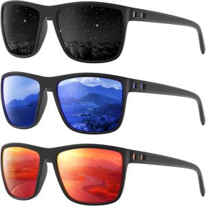 Polarized Sunglasses Men Women, Mens Sunglasses Lightweight UV Sun Glasses for Fishing Driving Golf(A09-grey/Dark Blue/Red)