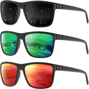 Polarized Sunglasses Men Women, Mens Sunglasses Lightweight UV Sun Glasses for Fishing Driving Golf(B02-grey/Green/Red)