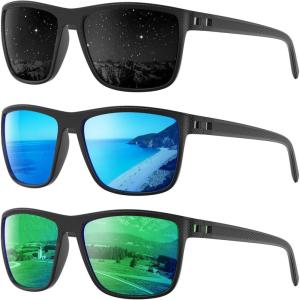 Polarized Sunglasses Men Women, Mens Sunglasses Lightweight UV Sun Glasses for Fishing Driving Golf(B06-grey/Ice Blue/Green)