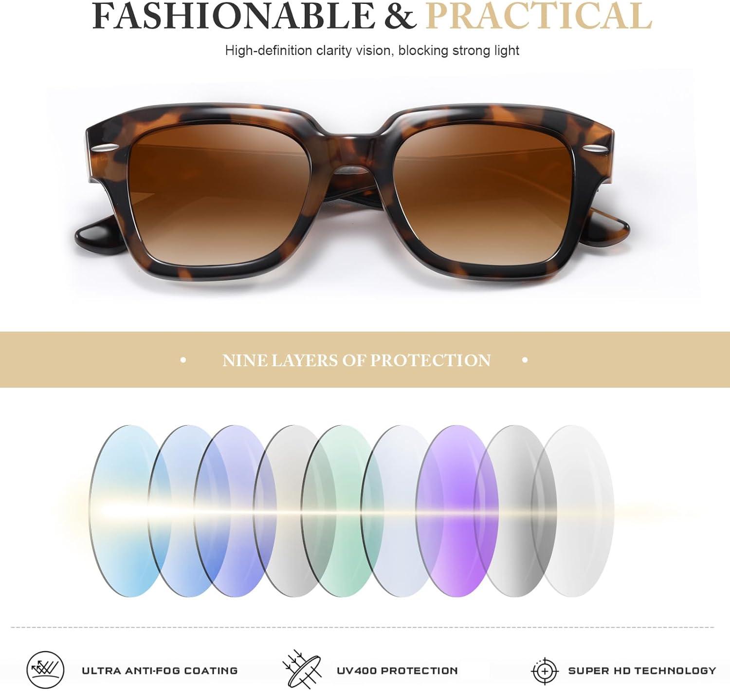 imagePolarized Sunglasses Womens Classic Retro Square Shape Sunglasses for Women Men Driving Fishing UV ProtectionB2bright Brown Frame G15