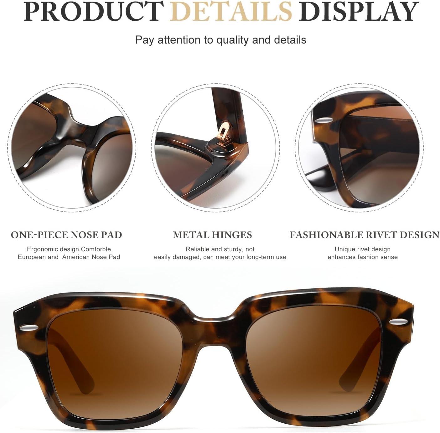 imagePolarized Sunglasses Womens Classic Retro Square Shape Sunglasses for Women Men Driving Fishing UV ProtectionB2bright Brown Frame G15