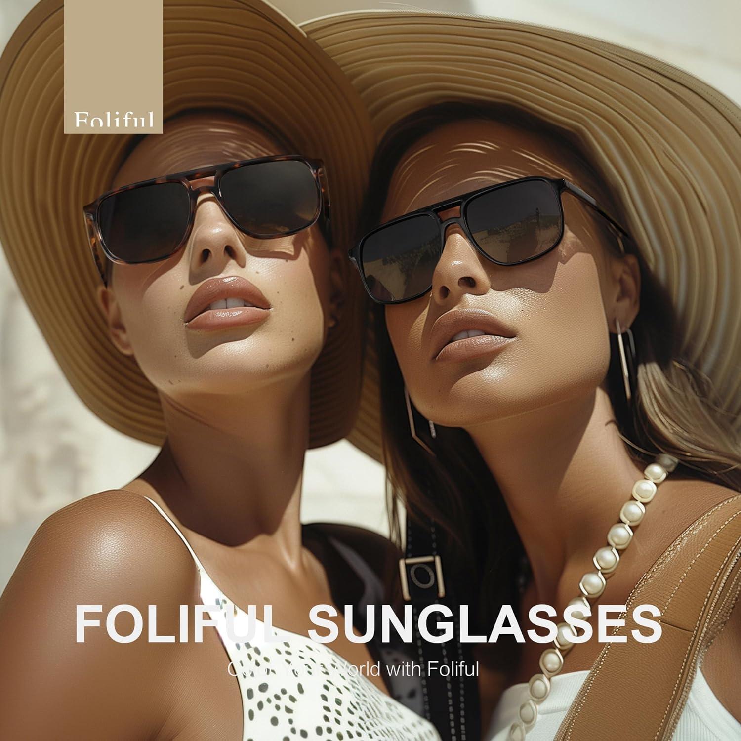 imageRetro Classic Aviator Square Sunglasses for Women Men 70s Vintage Trendy Double Bridge Oversized Polarized SunglassesA1leopard Frame Gradient Brown
