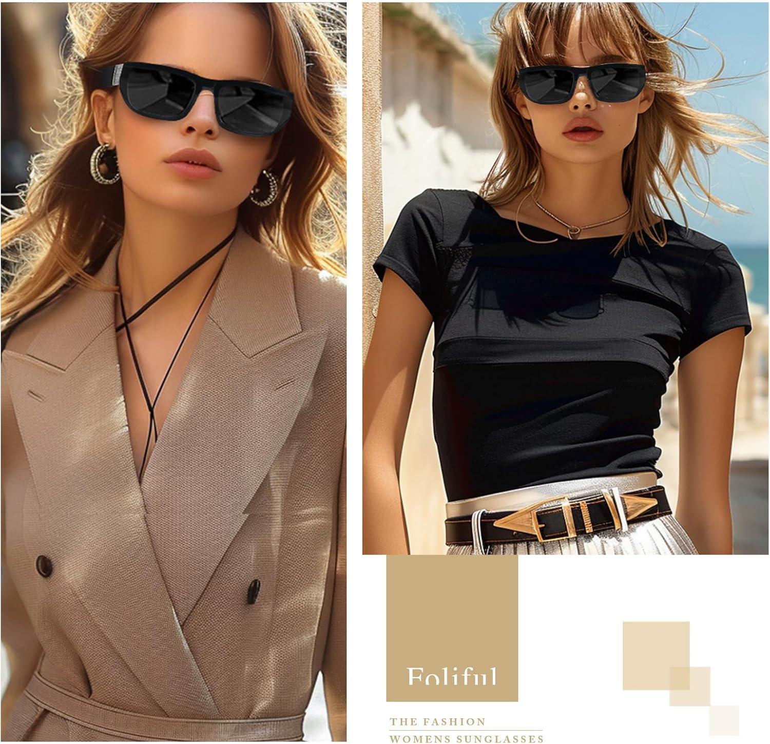 imageSquare Sunglasses for Women Trendy Running Sunglasses 90s Retro Vintage y2k Classical Square Shades UV Protection