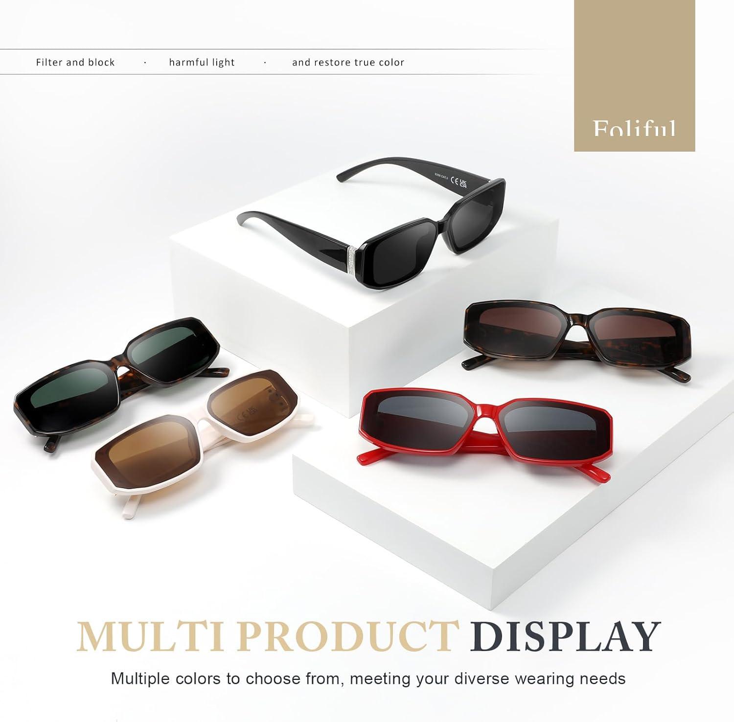 imageSquare Sunglasses for Women Trendy Running Sunglasses 90s Retro Vintage y2k Classical Square Shades UV Protection