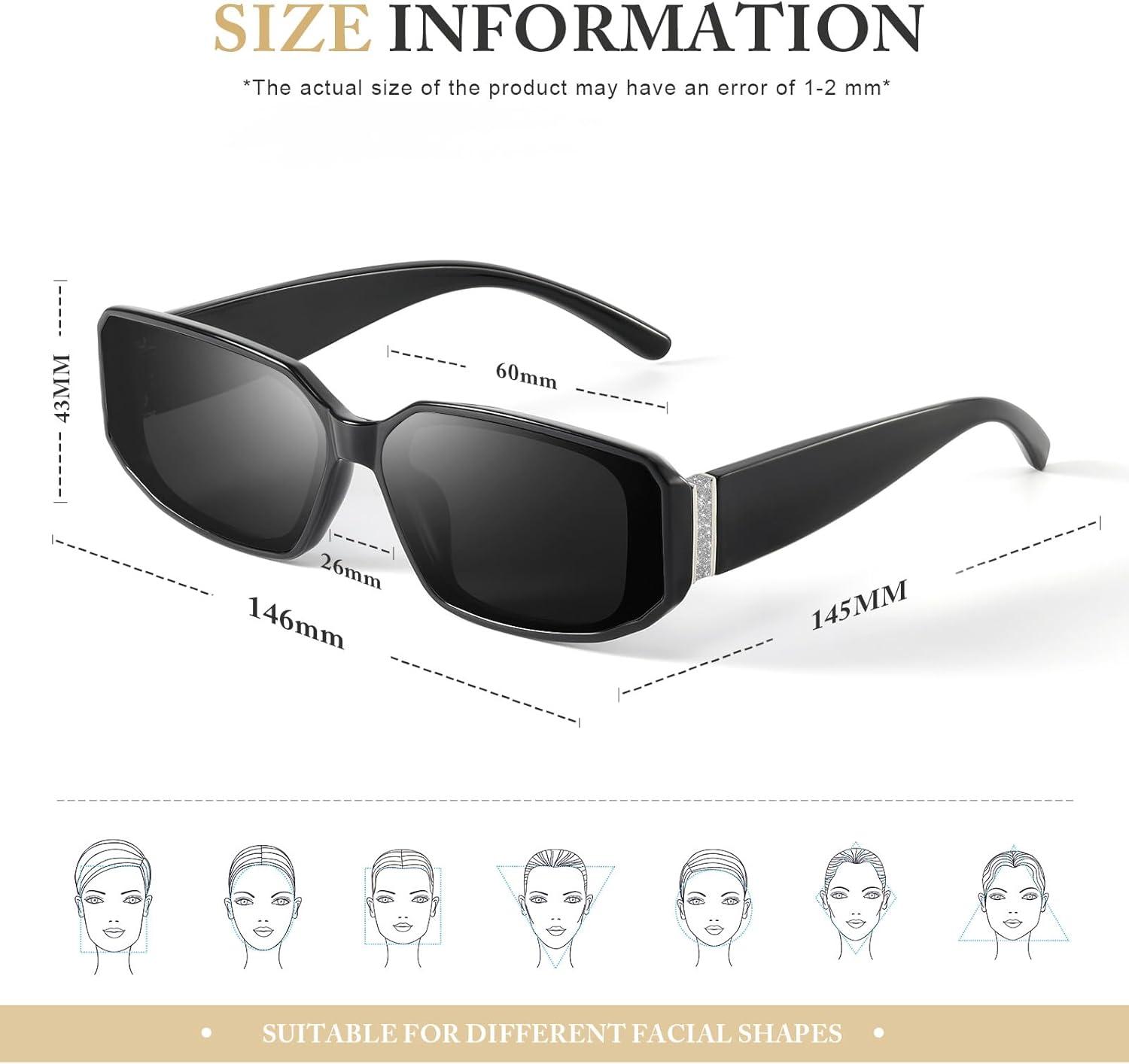 imageSquare Sunglasses for Women Trendy Running Sunglasses 90s Retro Vintage y2k Classical Square Shades UV Protection