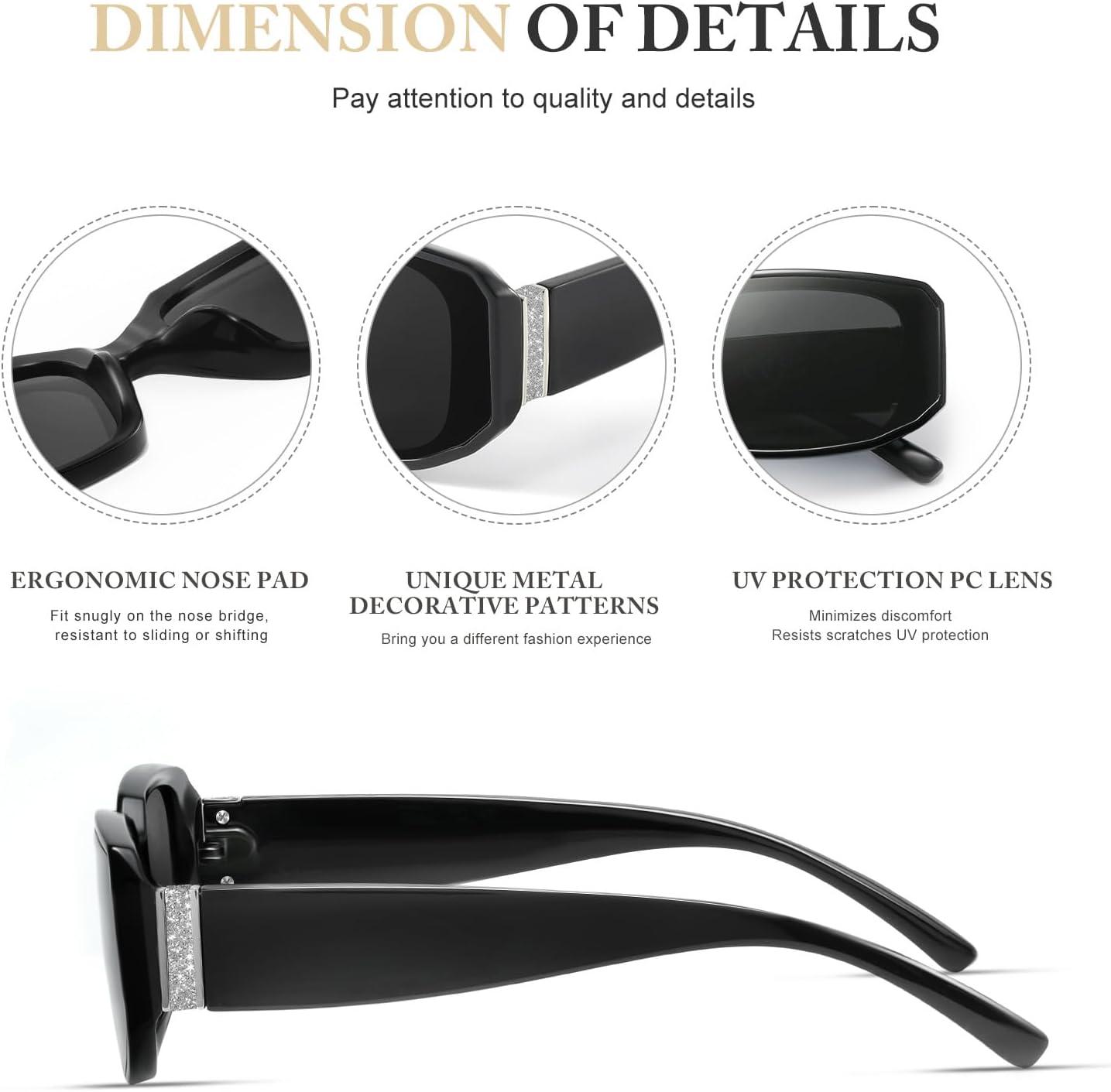 imageSquare Sunglasses for Women Trendy Running Sunglasses 90s Retro Vintage y2k Classical Square Shades UV Protection