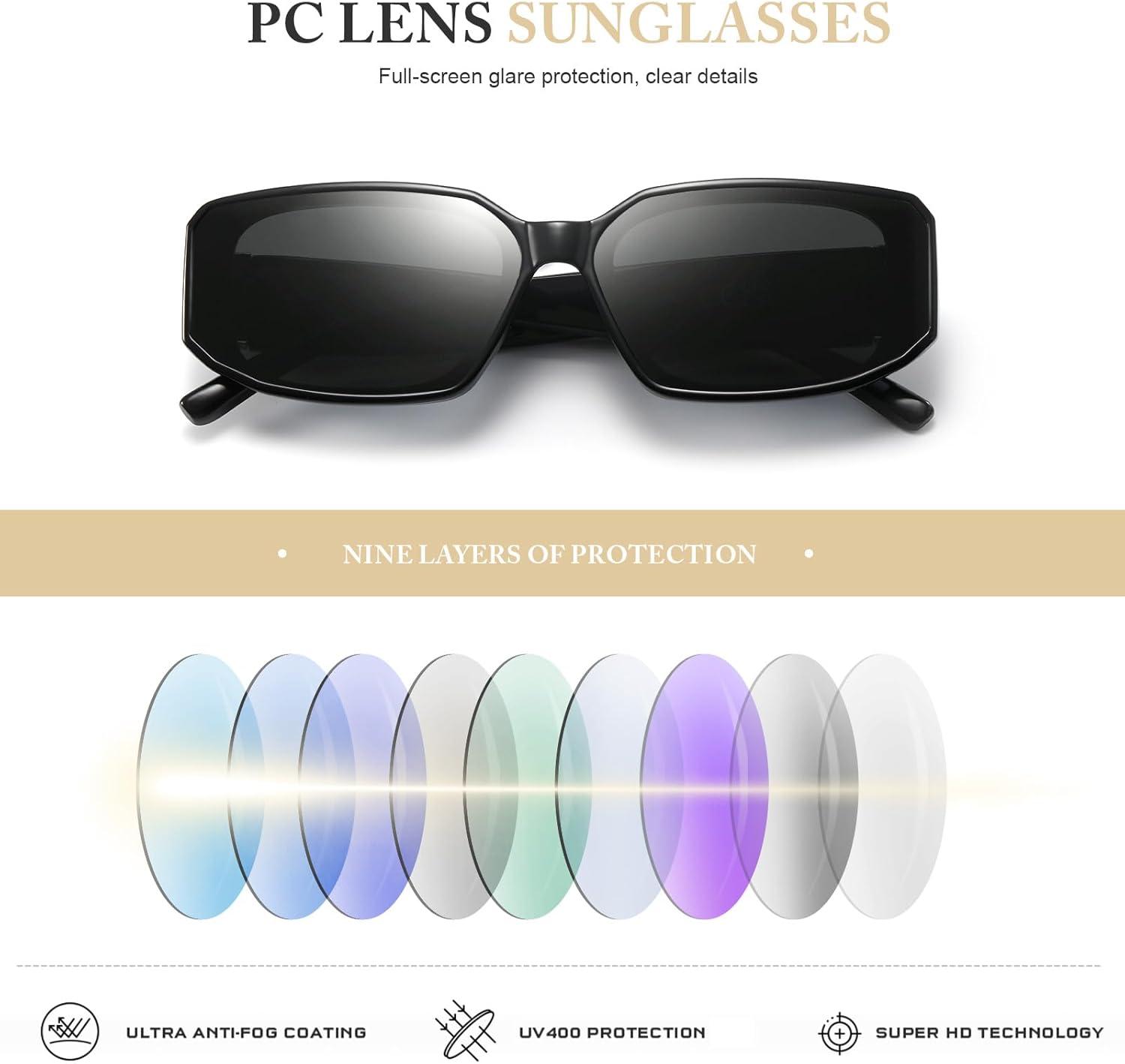 imageSquare Sunglasses for Women Trendy Running Sunglasses 90s Retro Vintage y2k Classical Square Shades UV Protection