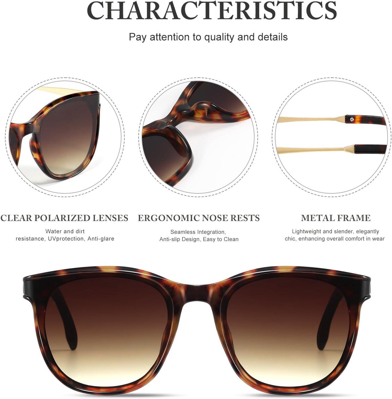 imageVintage Sunglasses for Women Men Retro Trendy Style UV400 Classic Oversized Women Mteal Frame SunglassesB2transparent Brown Frame Tea