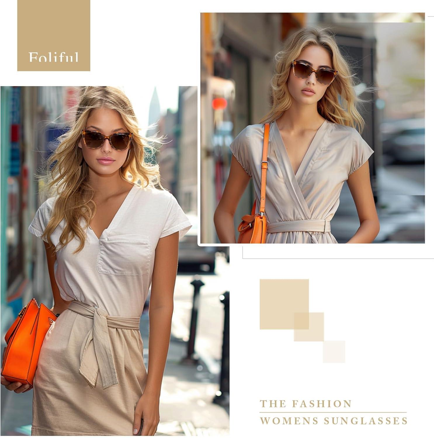 imageVintage Trendy Cute Cat Eye Sunglasses for Women Oversized Square Fashion Polarized Womens Sunnies UV ProtectionA2leopard Frame Gradient Grey