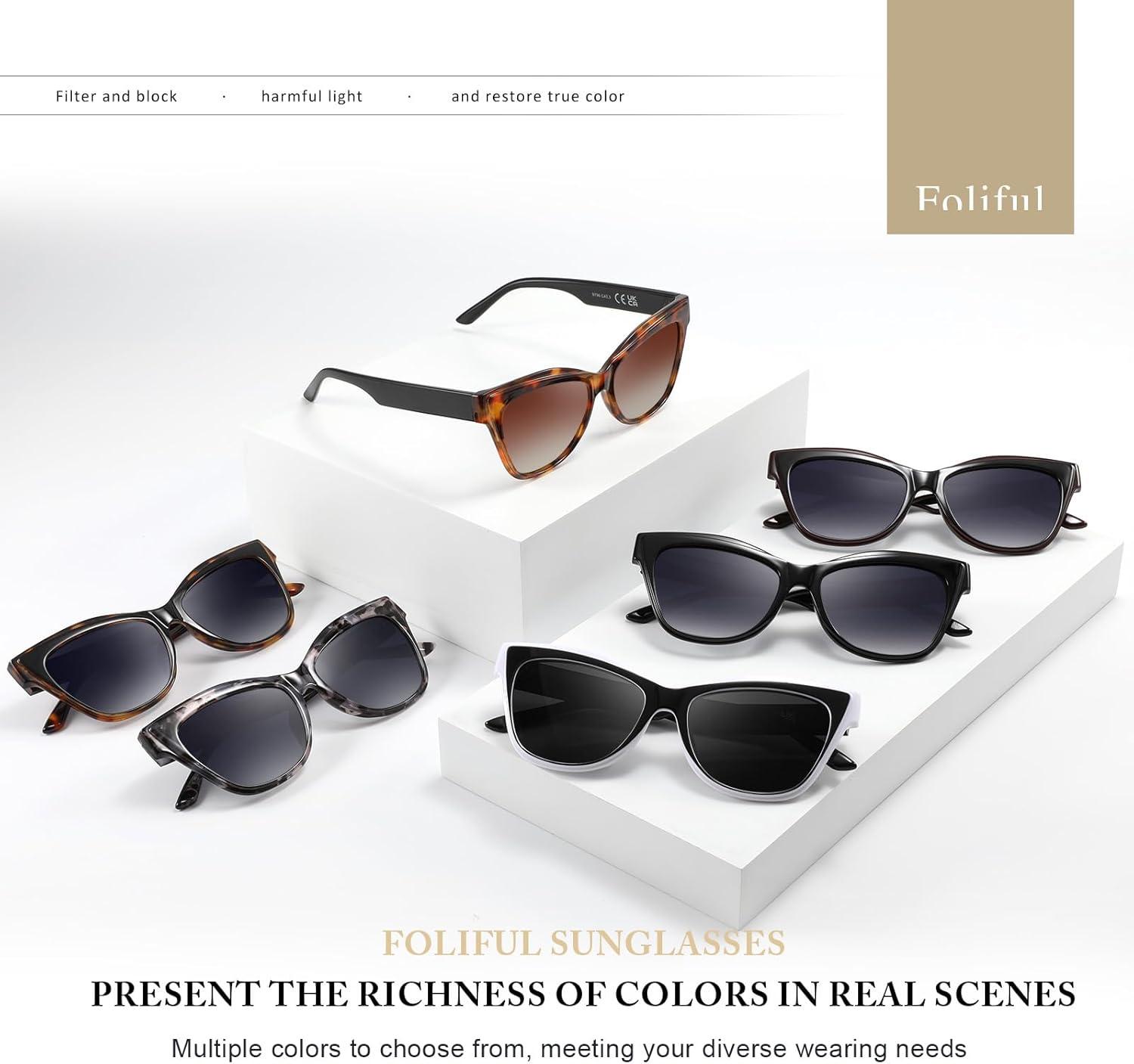 imageVintage Trendy Cute Cat Eye Sunglasses for Women Oversized Square Fashion Polarized Womens Sunnies UV ProtectionB1black Frame Grey