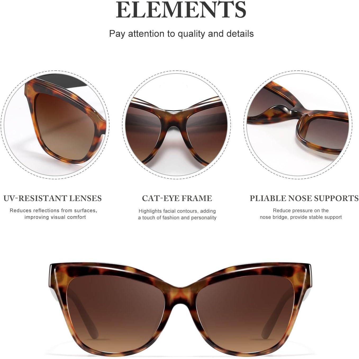 imageVintage Trendy Cute Cat Eye Sunglasses for Women Oversized Square Fashion Polarized Womens Sunnies UV ProtectionB1black Frame Grey