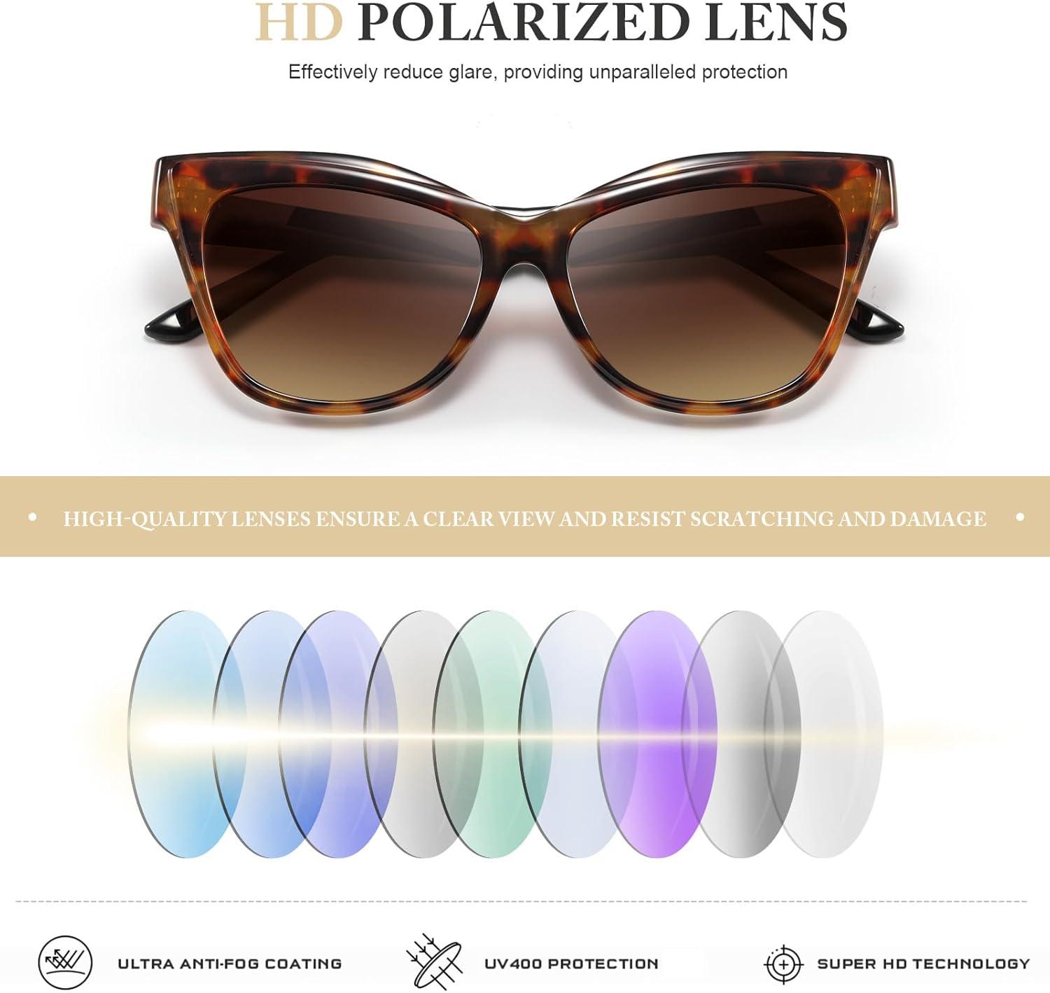 imageVintage Trendy Cute Cat Eye Sunglasses for Women Oversized Square Fashion Polarized Womens Sunnies UV ProtectionB1black Frame Grey