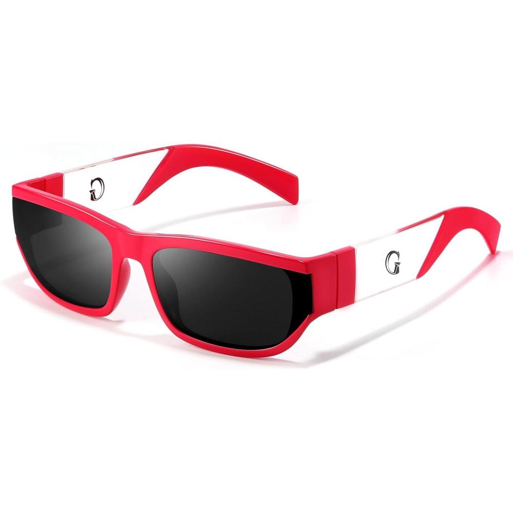 imageRectangle Sunglasses for Women UV Protection 90s Retro Trendy y2k Oversized Vintage Running Square SunglassesB1pink Frame Grey