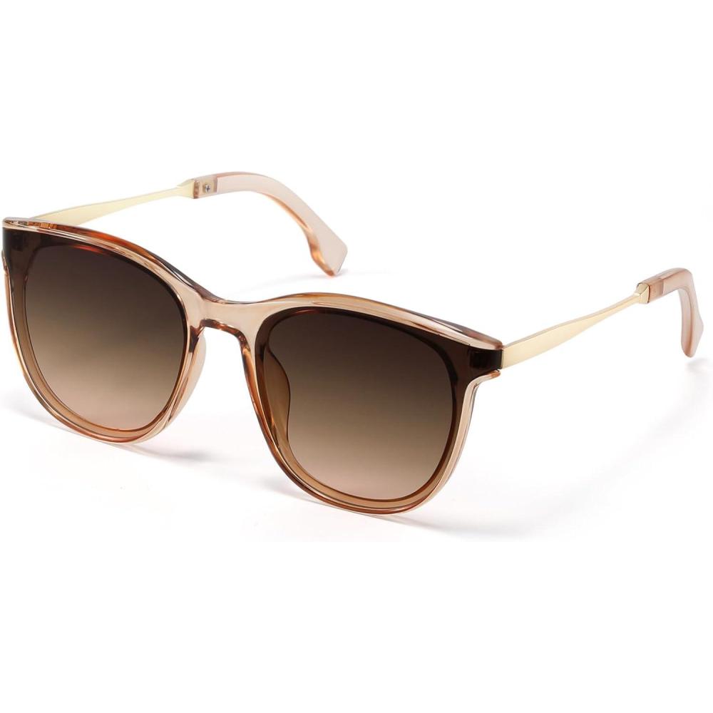 imageVintage Sunglasses for Women Men Retro Trendy Style UV400 Classic Oversized Women Mteal Frame SunglassesB2transparent Brown Frame Tea