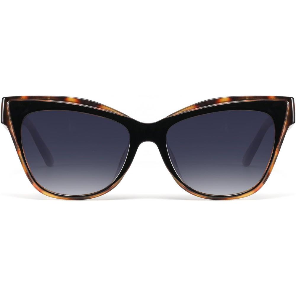 imageVintage Trendy Cute Cat Eye Sunglasses for Women Oversized Square Fashion Polarized Womens Sunnies UV ProtectionA2leopard Frame Gradient Grey