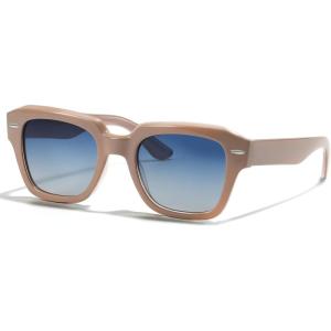 Polarized Sunglasses Womens Classic Retro Square Shape Sunglasses for Women Men Driving Fishing UV Protection(B4-bright Tea Frame Gradient Blue)