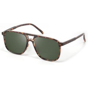 Retro Classic Aviator Square Sunglasses for Women Men 70s Vintage Trendy Double Bridge Oversized Polarized Sunglasses(B2-leopard Frame G15)