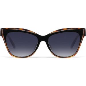 Vintage Trendy Cute Cat Eye Sunglasses for Women, Oversized Square Fashion Polarized Womens Sunnies UV Protection(A2-leopard Frame Gradient Grey)