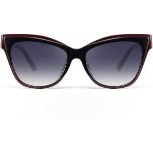 Vintage Trendy Cute Cat Eye Sunglasses for Women, Oversized Square Fashion Polarized Womens Sunnies UV Protection(B4-wine Red Frame Gradient Grey)