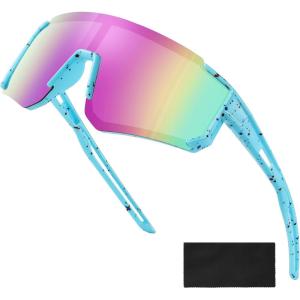 Youth Baseball Sunglasses for Boys Girls, Polarized Large Frame Kids Softball Sunglasses, Cycling Sports UV Protection Sun Glasses, Strawberry