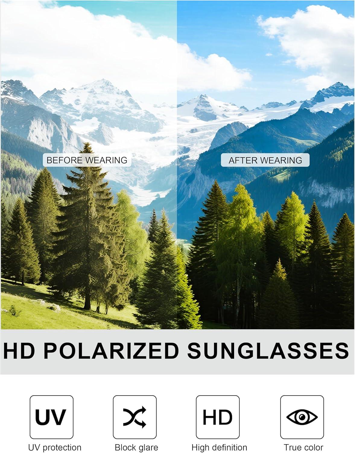 image:imageSquare Polarized Sunglasses for Men and Women Mens Sunglasses UV Protection with Lightweight Frame Sun GlassesA05greyIce BlueBrown