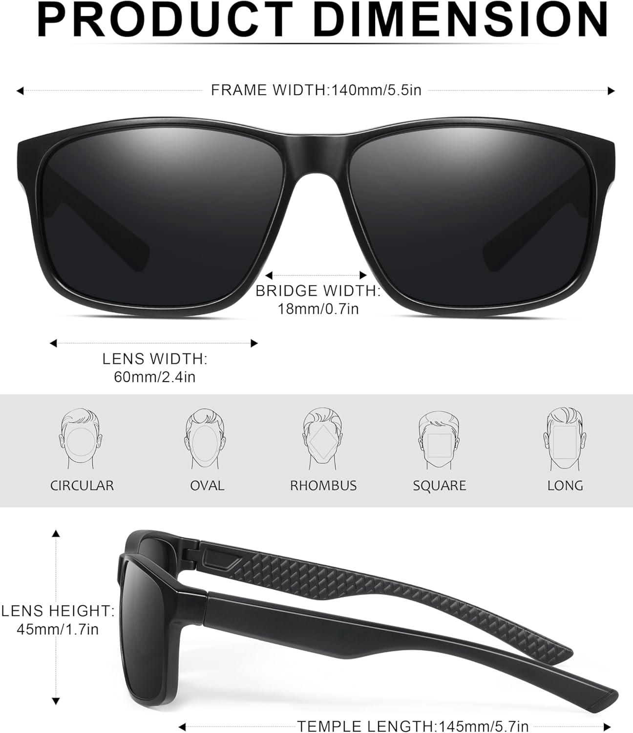image:imageSquare Polarized Sunglasses for Men and Women Mens Sunglasses UV Protection with Lightweight Frame Sun GlassesB02greyIce BluePink