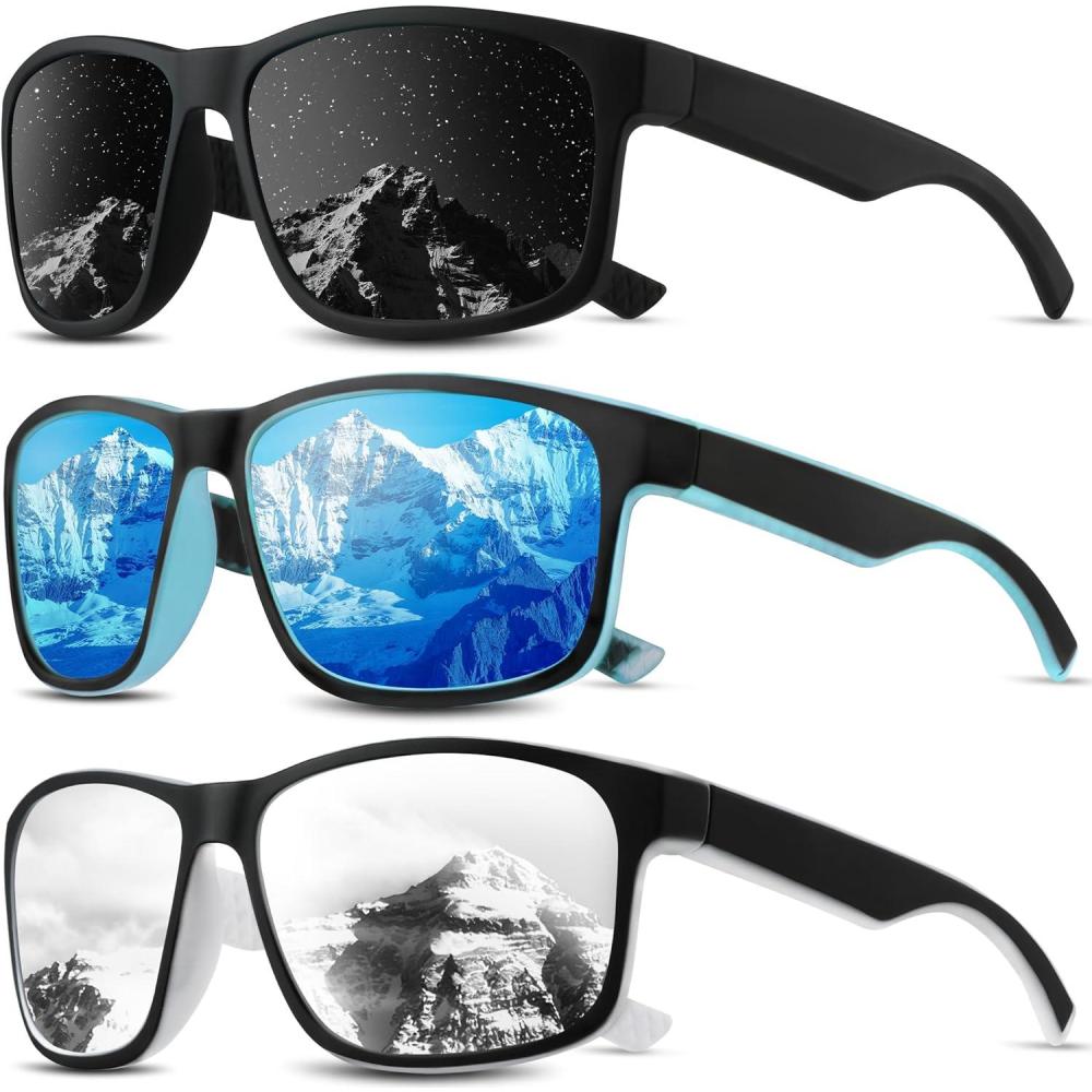 image:imageSquare Polarized Sunglasses for Men and Women Mens Sunglasses UV Protection with Lightweight Frame Sun GlassesA03greyIce BlueWhite