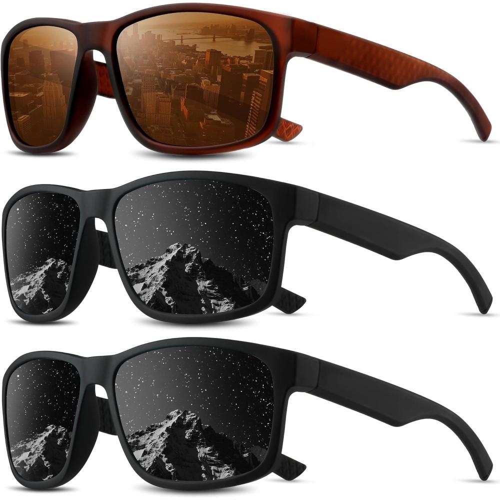 image:imageSquare Polarized Sunglasses for Men and Women Mens Sunglasses UV Protection with Lightweight Frame Sun GlassesB01greyGreyBrown