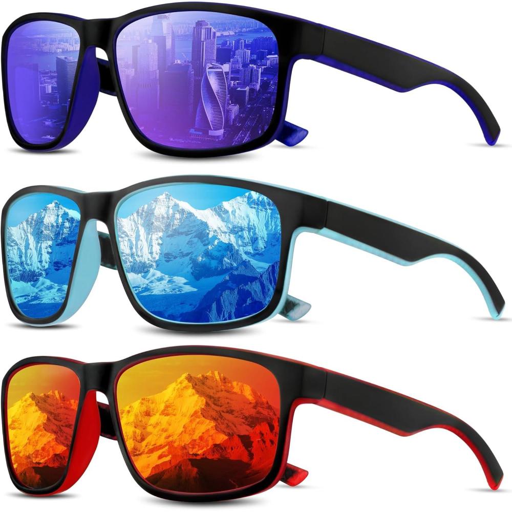 image:imageSquare Polarized Sunglasses for Men and Women Mens Sunglasses UV Protection with Lightweight Frame Sun GlassesB05ice BlueDark BlueRed