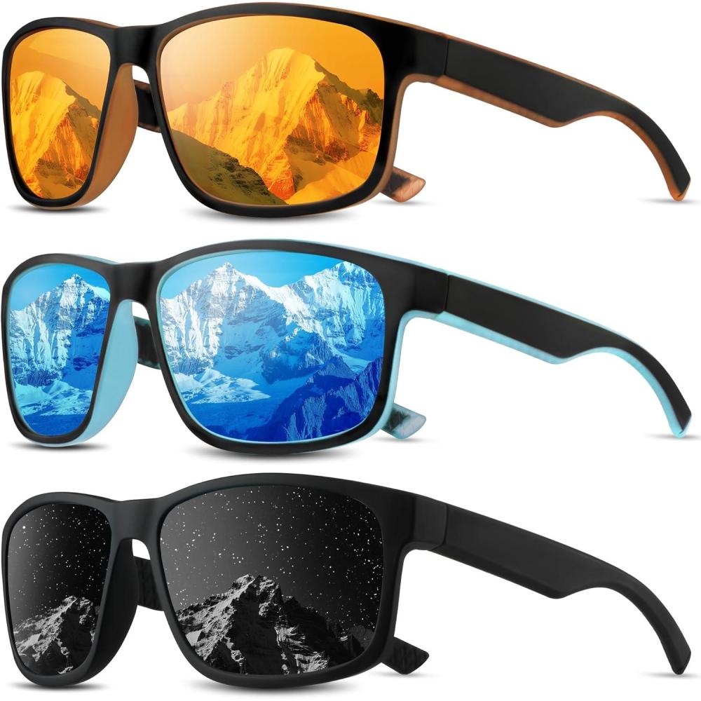 image:imageSquare Polarized Sunglasses for Men and Women Mens Sunglasses UV Protection with Lightweight Frame Sun GlassesB08greyIce BlueOrange