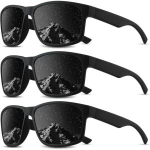 Square Polarized Sunglasses for Men and Women, Mens Sunglasses UV Protection with Lightweight Frame Sun Glasses(A02-grey/Grey/Grey)