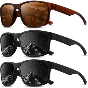 Square Polarized Sunglasses for Men and Women, Mens Sunglasses UV Protection with Lightweight Frame Sun Glasses(B01-grey/Grey/Brown)