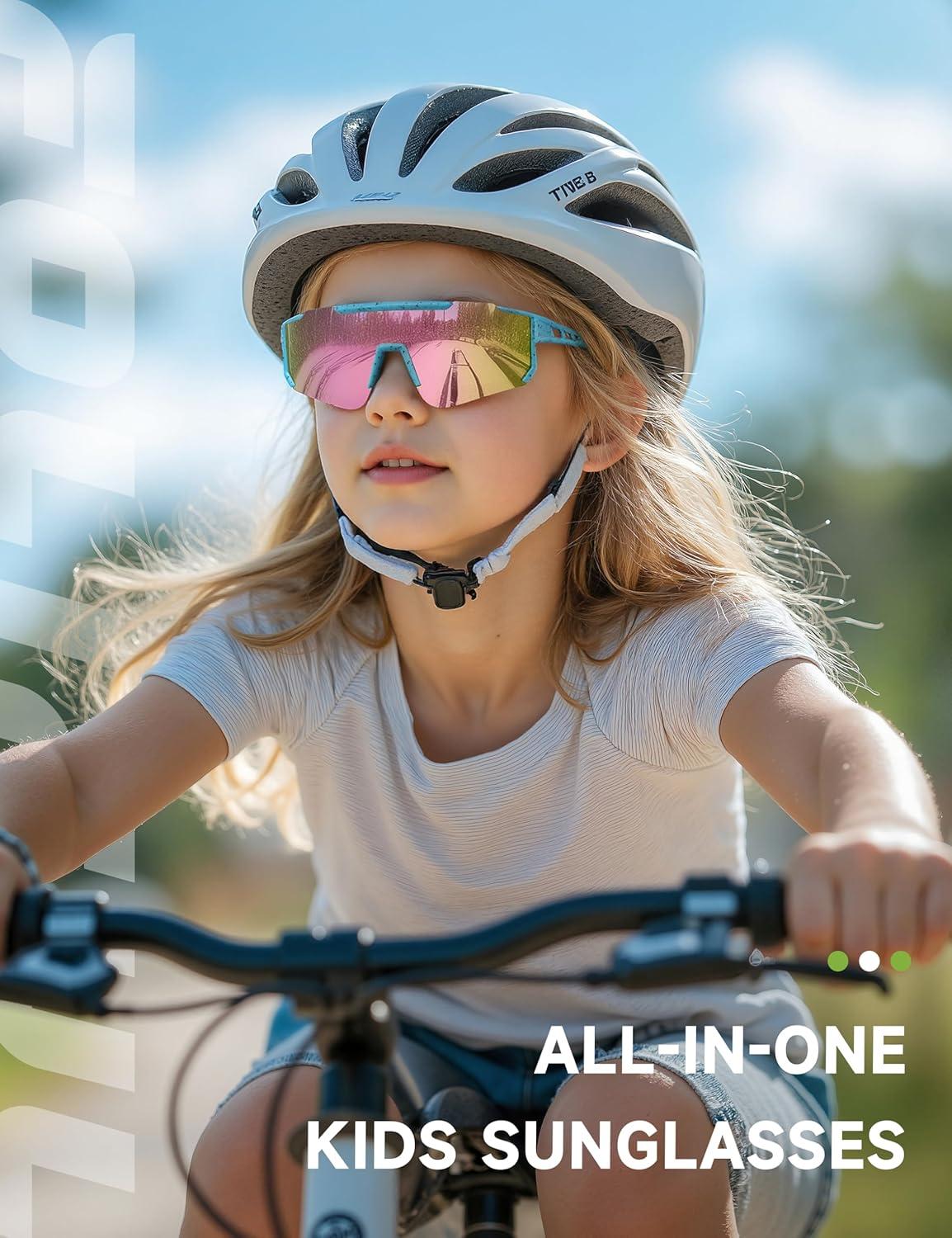 image:imageKids Polarized Baseball Sunglasses Youth Softball Cycling Sports Sunglasses for Boys Girls Ages 312 UV ProtectionA08redIce BluePink