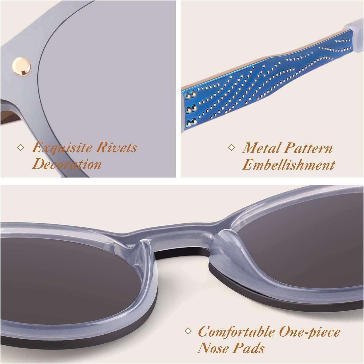 imageGQUEEN Lunettes de Soleil Femme La Mode Rtro UV4001 Argent Argent