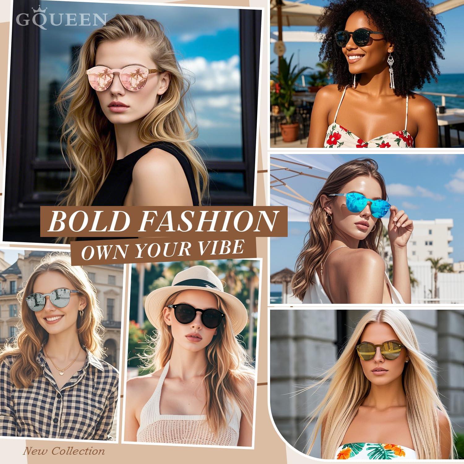 imageGQUEEN Lunettes de Soleil Femme La Mode Rtro UV4001 Bleu Bleu